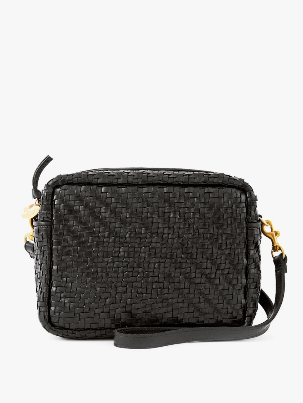 NEW CLARE V MIDI SAC BAG - BLACK WOVEN ZIG ZAG LEATHER